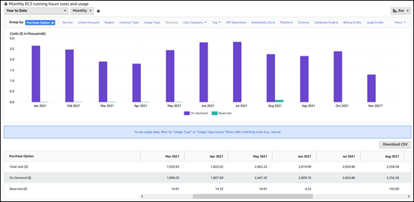 Visualizzare i costi di utilizzo per istanze database on-demand e riservate