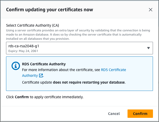 Conferma della rotazione del certificato