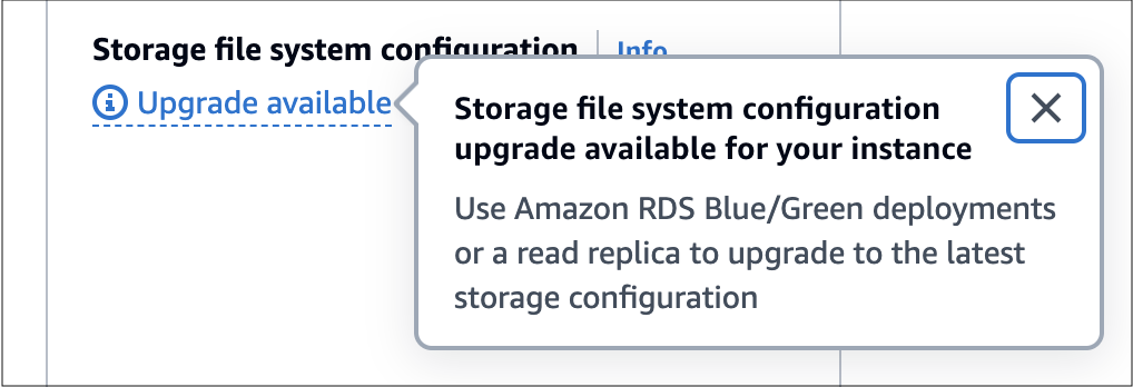 Verifica l'idoneità all'aggiornamento della configurazione dell'archiviazione di un'istanza database.