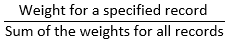 Formula per la quantità di traffico che viene instradato a una determinata risorsa: peso per un record specificato/somma di pesi per tutti i record.