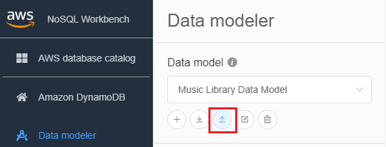 Screenshot della console che mostra il pulsante Import model (Importa modello) ed Export model (Esporta modello).