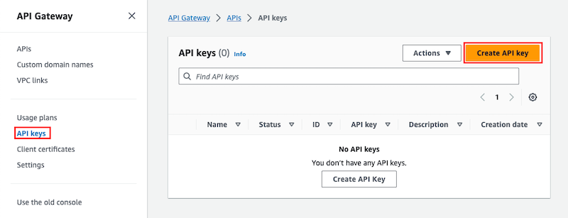 Crea API chiavi per i piani di utilizzo