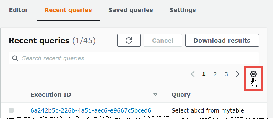 Scegli il pulsante di opzione per configurare la visualizzazione delle query recenti.