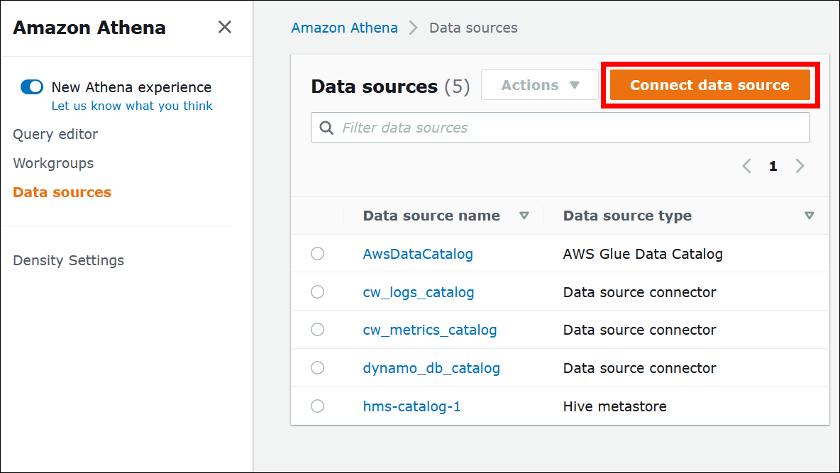 Scegliere Connect data source (Connetti origine dati).