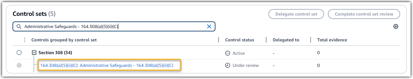 Schermata che mostra il CloudTrail controllo in una valutazione.