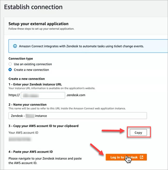 La pagina Stabilisci connessione.