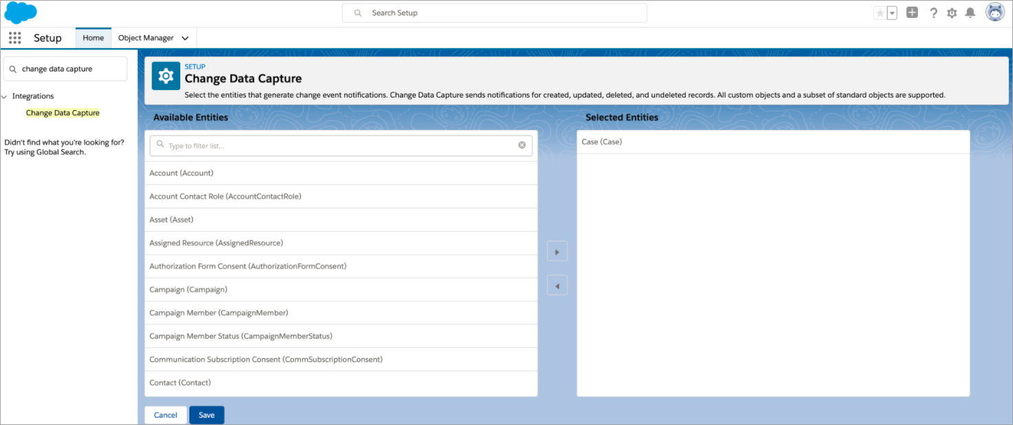 La pagina Change Data Capture.