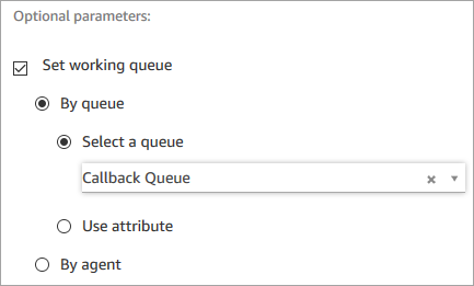 I parametri opzionali impostano una coda impostata sulla coda di callback.