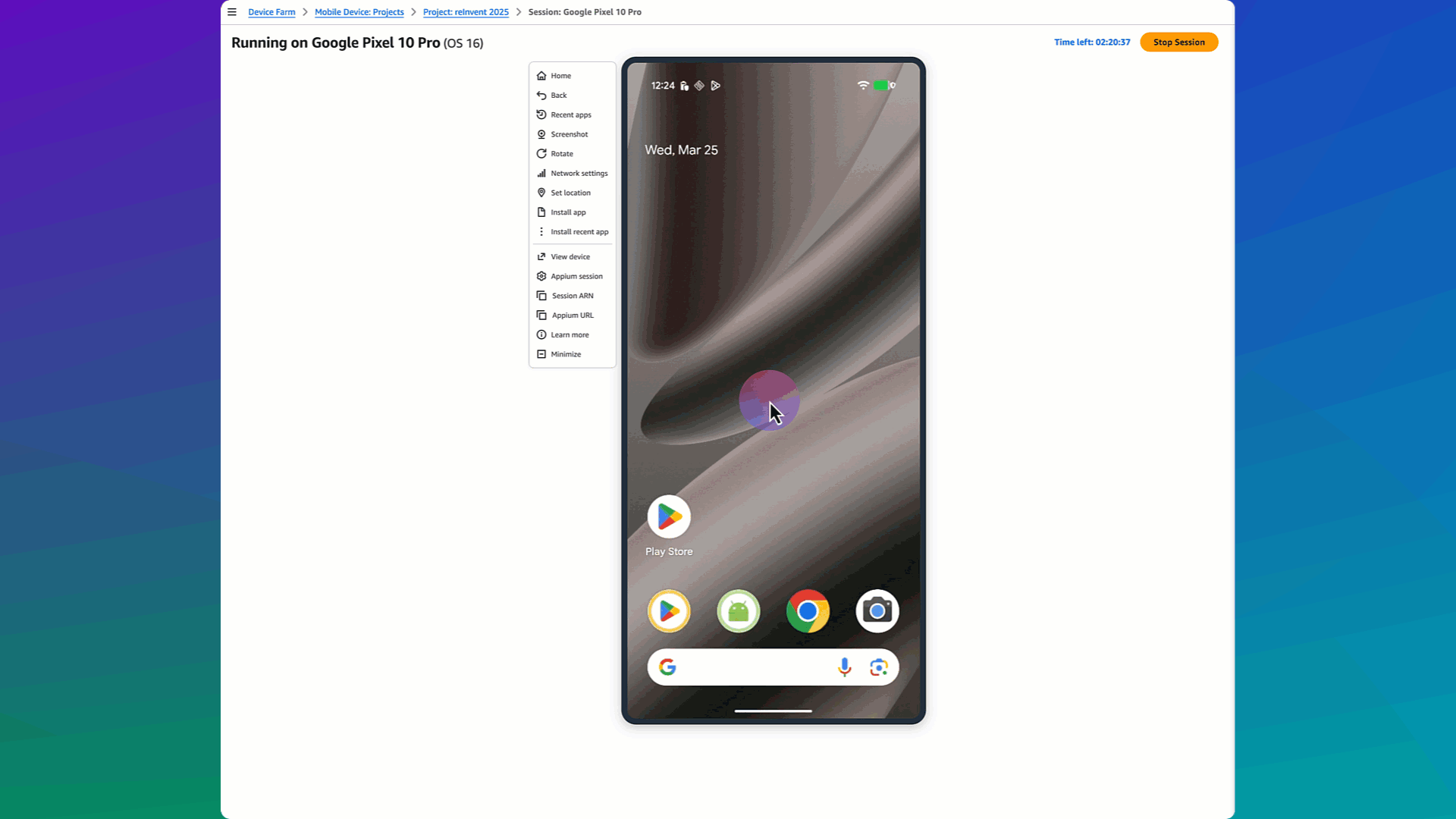 Configura la sessione Appium