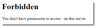 Error message indicating no permission to access or on this server.