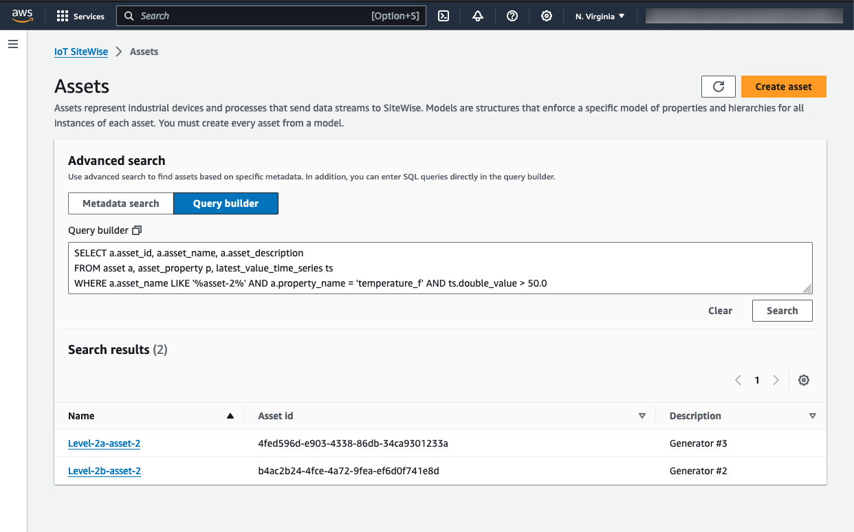 risultati della ricerca di query builder.