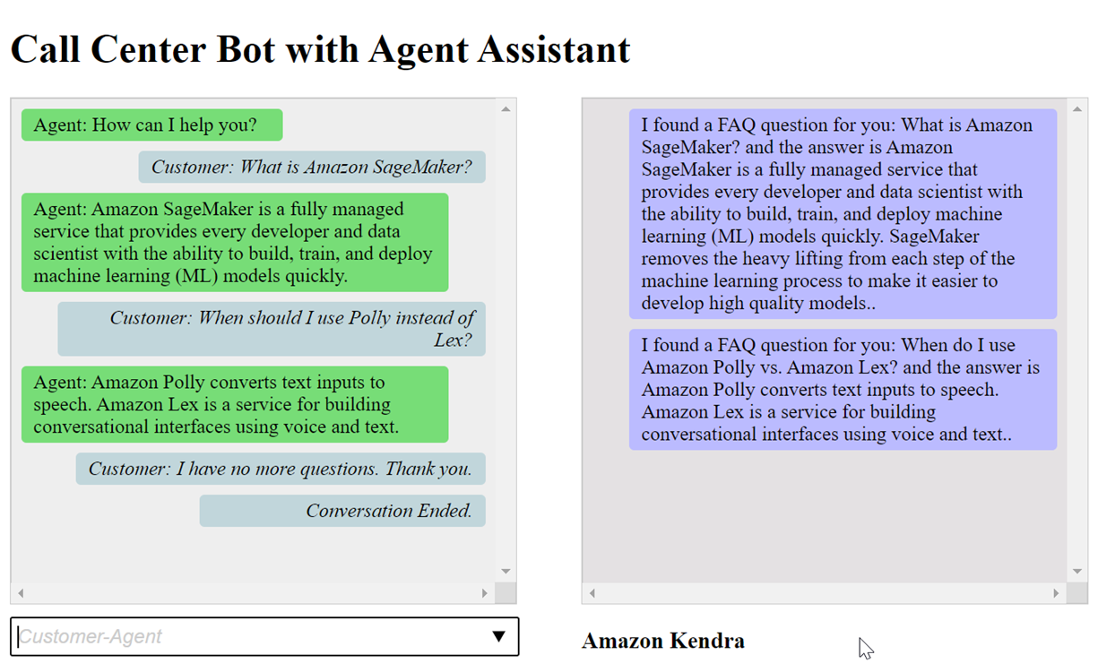 Un esempio di conversazione tra un bot di call center e Agent Assistant.