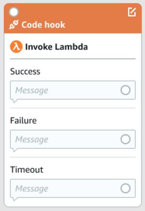 Un blocco di code hook in Visual Conversation Builder