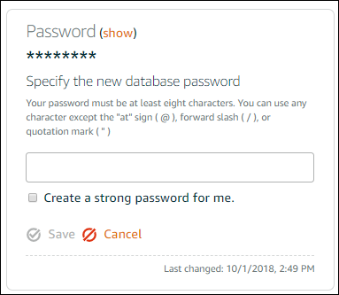 Modifica della password del database