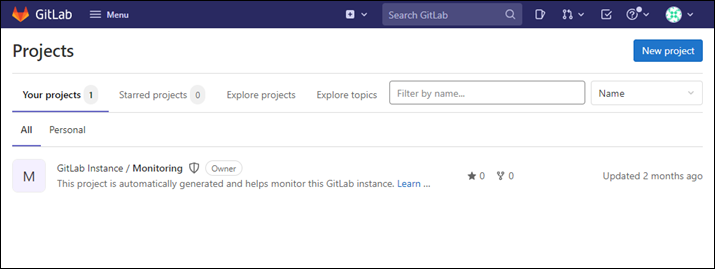 Pannello di controllo di amministrazione di Gitlab CE