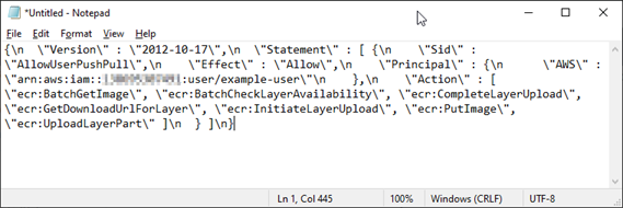 Esempio di file JSON di istruzione di policy