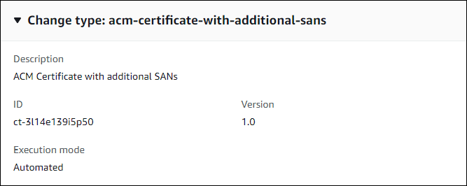 Modifica digita i dettagli per il ACM certificato con SAN aggiuntivi, inclusi ID e versione.