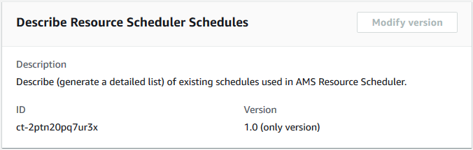 Modulo per descrivere le pianificazioni di Resource Scheduler con campi ID e Version.
