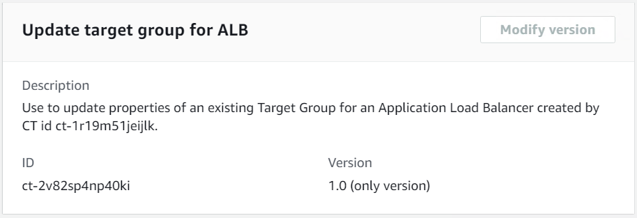 Modulo per aggiornare le proprietà di un gruppo target esistente per un Application Load Balancer.