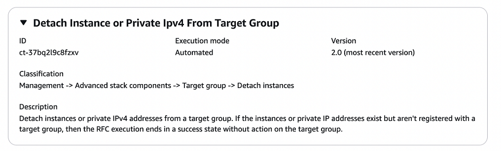 Scollega l'istanza o l'Ipv4 privato dal gruppo target, modifica i dettagli del tipo nella console. AMS