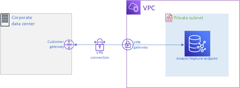 Diagramma dell'accesso a un cluster Neptune da una rete privata.