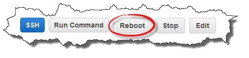 Pulsante Reboot (Riavvia) nella pagina Instances (Istanze)