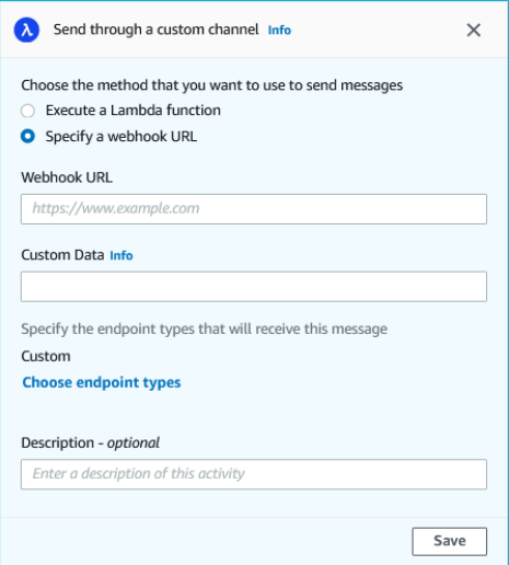 Un esempio di impostazione di un'attività webhook.