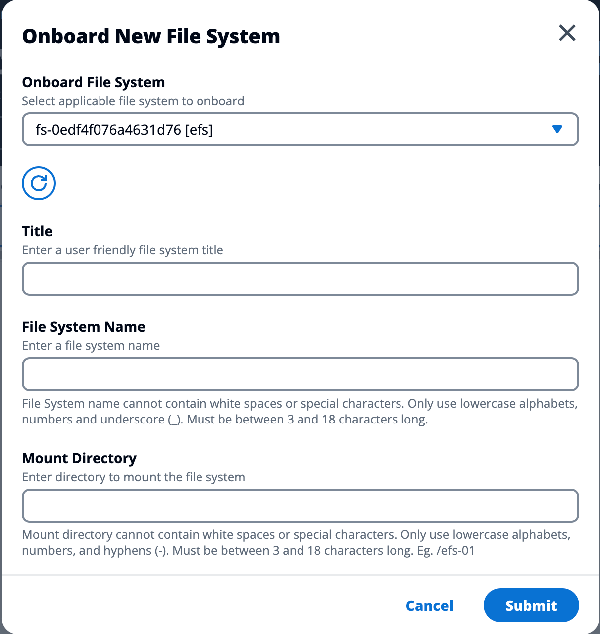 Seleziona il file system