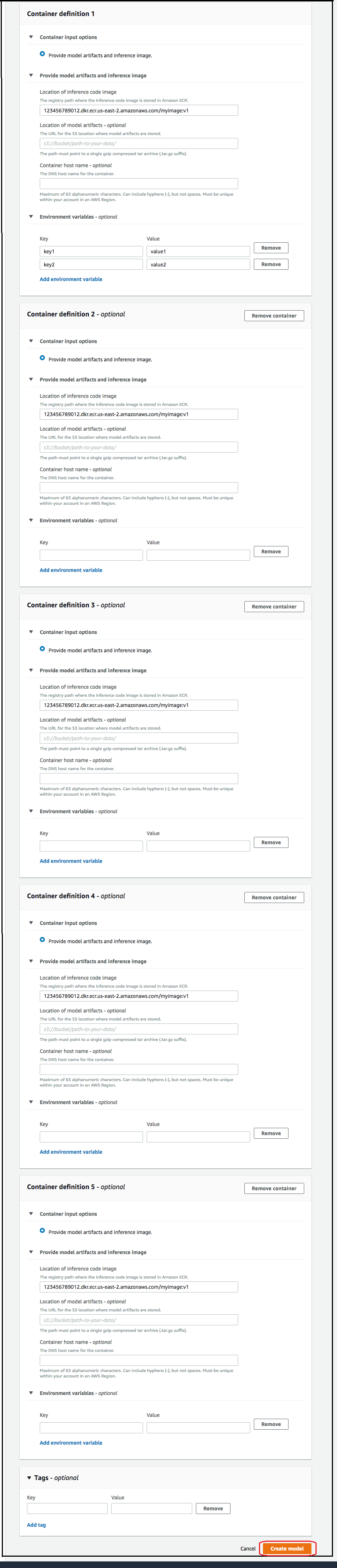 Creazione di un modello di pipeline con container.