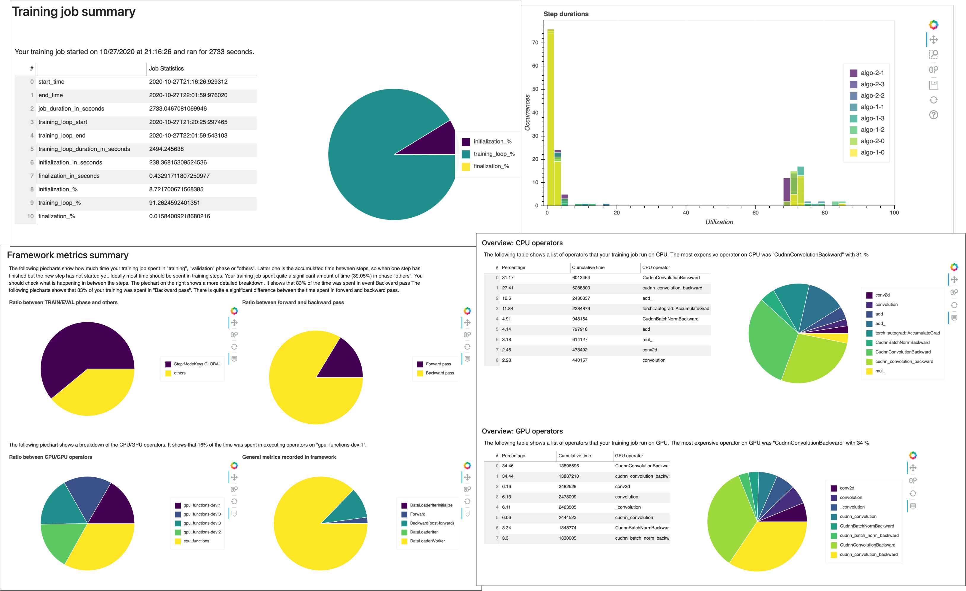 Un esempio di report di riepilogo sul processo di addestramento di Debugger