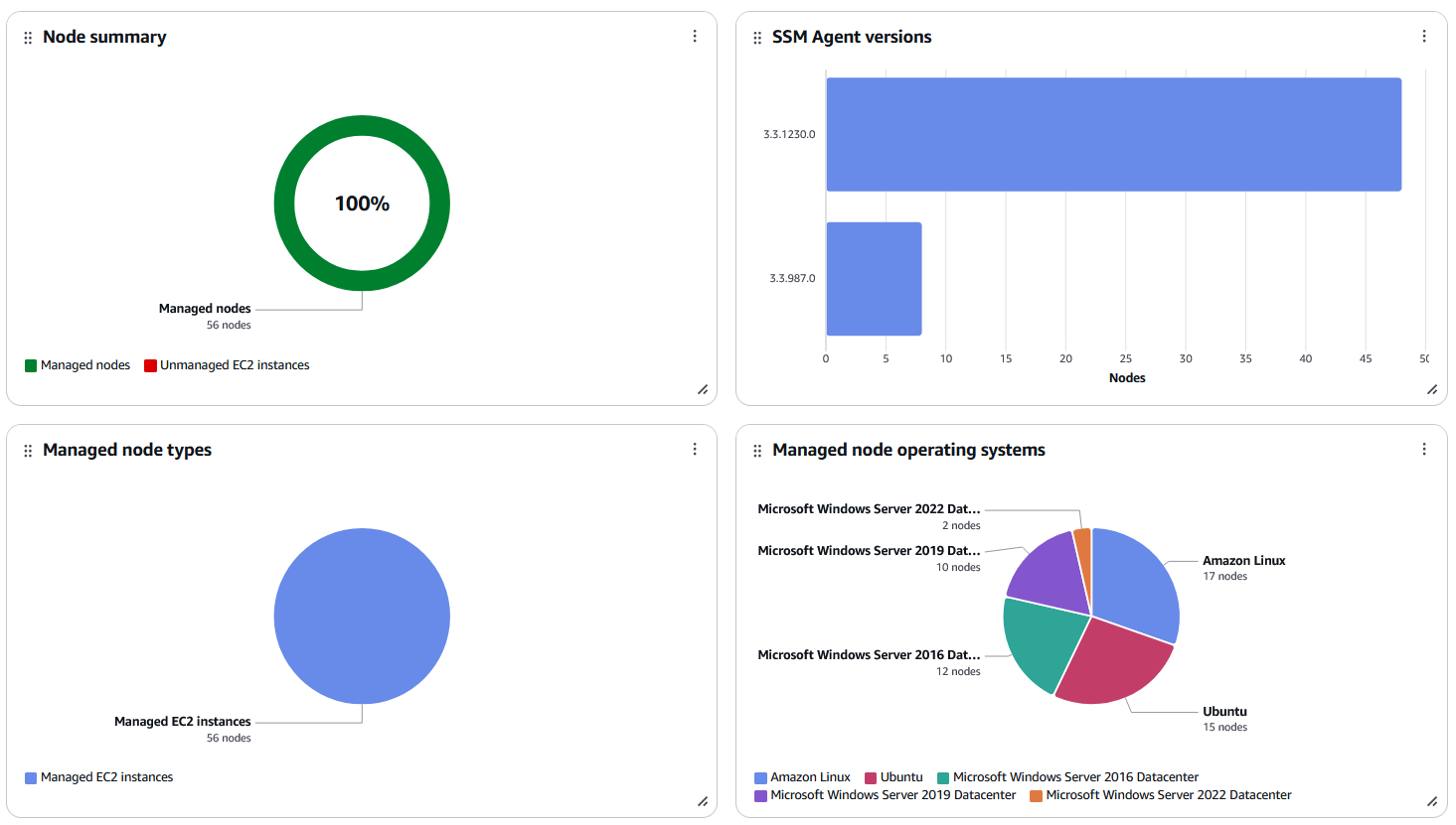 Dati dei nodi visualizzati nella pagina Systems Manager Review node Insights