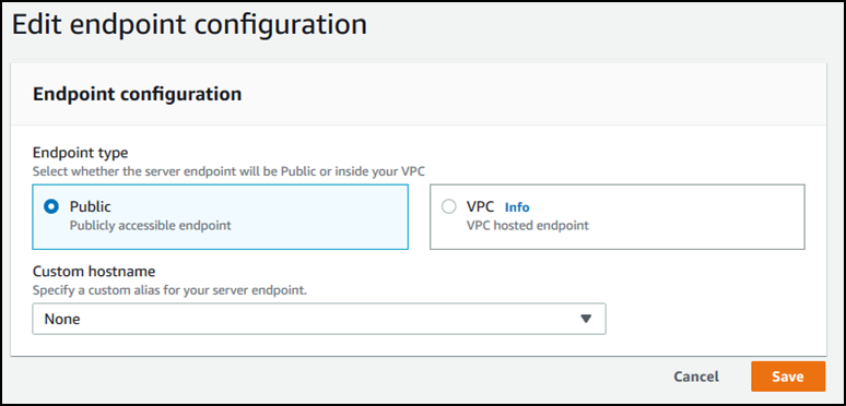 La pagina Modifica della console di configurazione dell'endpoint.