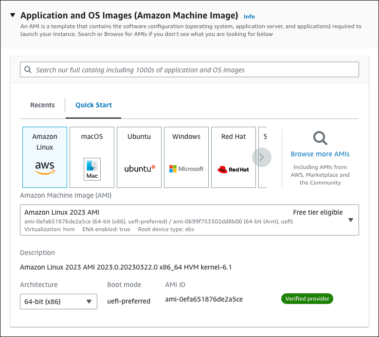 Amazon Machine Image の選択