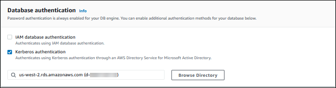 DB クラスター作成時の Kerberos 認証設定