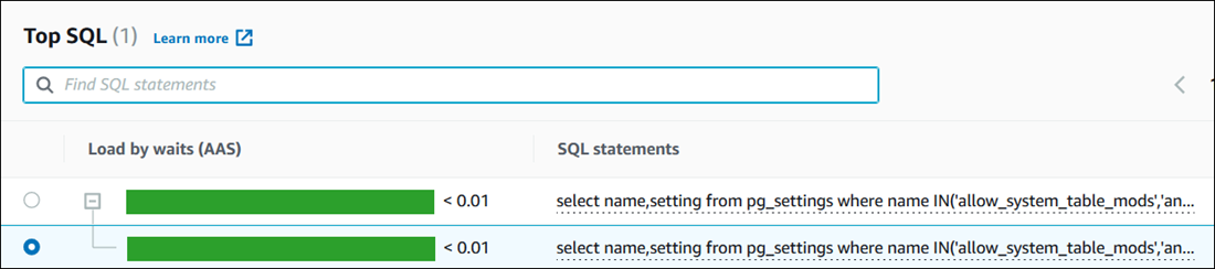 テキストサイズが大きい SQL ステートメント