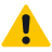 Yellow triangular warning sign with black exclamation mark.