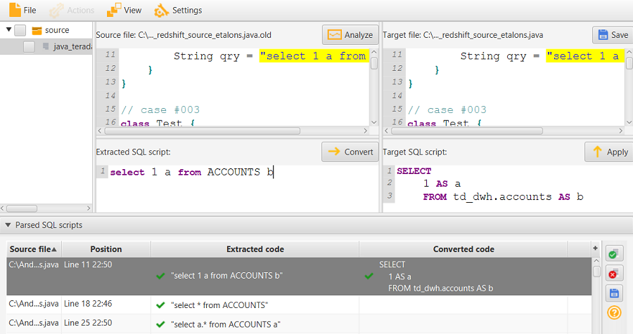 SQL 分析するコード