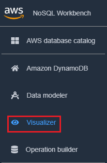 DynamoDB の [visualizer (ビジュアライザー)] アイコンを示すコンソールのスクリーンショット。