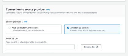 Amazon S3 バケットのラジオボタン。