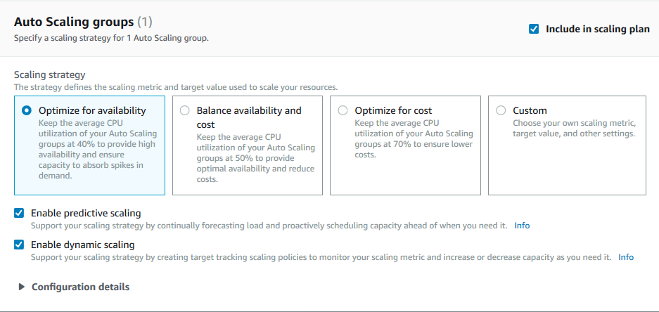 Auto Scaling グループのスケーリング戦略の概要。