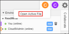 AWS Cloud9 IDE の Open Active File (アクティブなファイルを開く) コマンド