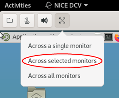 Dropdown menu showing options for displaying content across different monitor configurations.