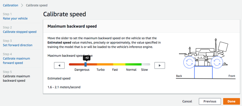 イメージ: AWS DeepRacer 車両のためにステアリングセンターをキャリブレートします。