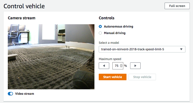 イメージ: AWS DeepRacer 車両の自律運転を開始します。