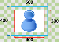 Blue 3D figure resembling a snowman or stacked spheres centered in a square frame.