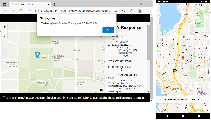 Split-screen view of map interfaces showing location services and geospatial data.