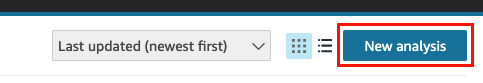 New analysis button highlighted in blue on a menu bar with other options.