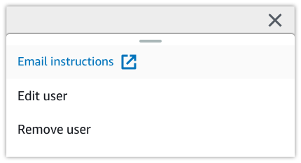Dropdown menu with options to email instructions, edit user, and remove user.