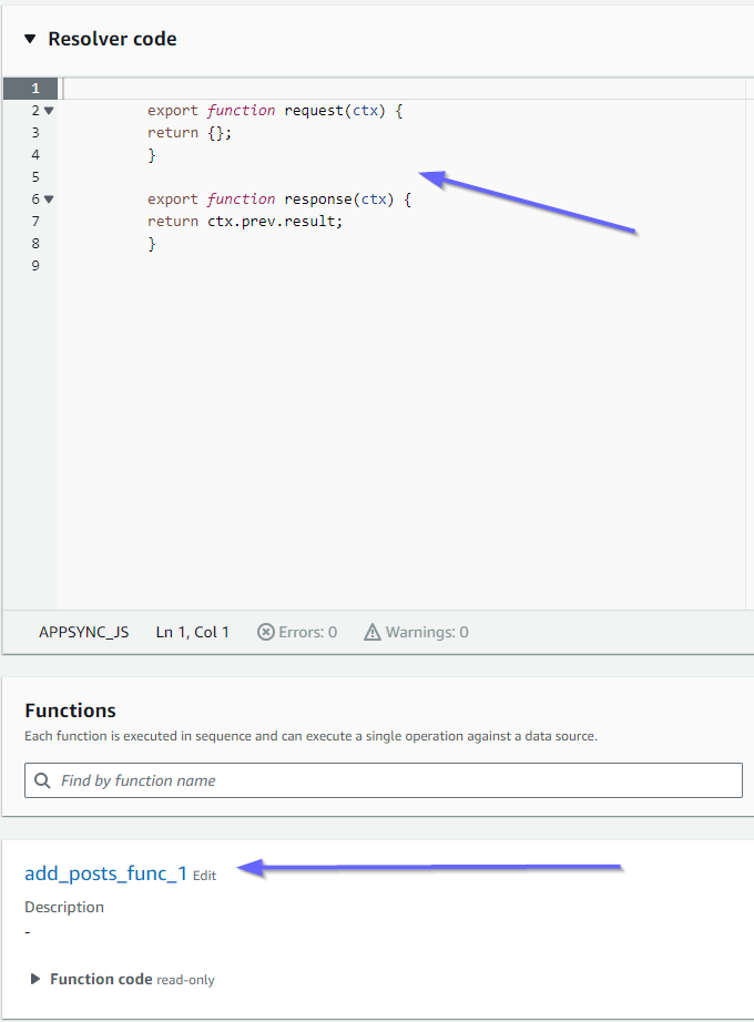 Code snippet showing request and response functions in a resolver, with an arrow pointing to them.