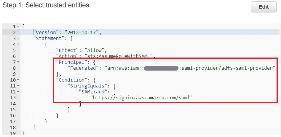 신뢰할 수 있는 엔터티 JSON입니다.